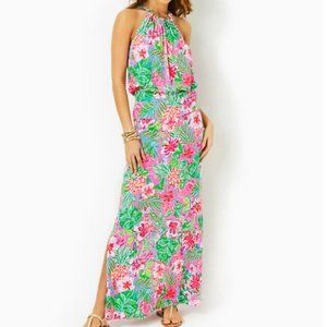 maxi dress for large breasts Cravure Plus Size Solid Color Waist Slimming Long Dress, For Christmas Maxi Women Outfit Wedding,2XL